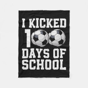 I Kicked 100 Days Of School Soccer Sports Boys Kid Fleece Blanket
