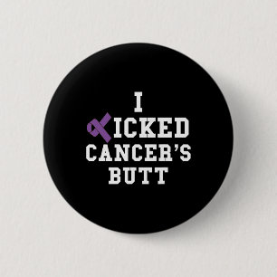I Kicked Cancer's Butt Pancreatic Cancer Awareness 2 Inch Round Button