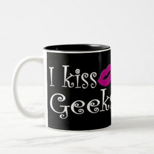 I Kiss Geeks Two-Tone Coffee Mug