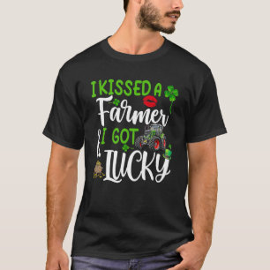 I Kissed A Farmer I Got Lucky Tractor St Patrick D T-Shirt