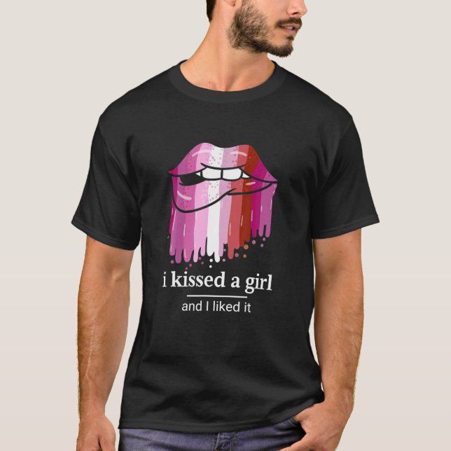 I Kissed A Girl And I Liked It Bi Pride Lips T-Shirt (Front)