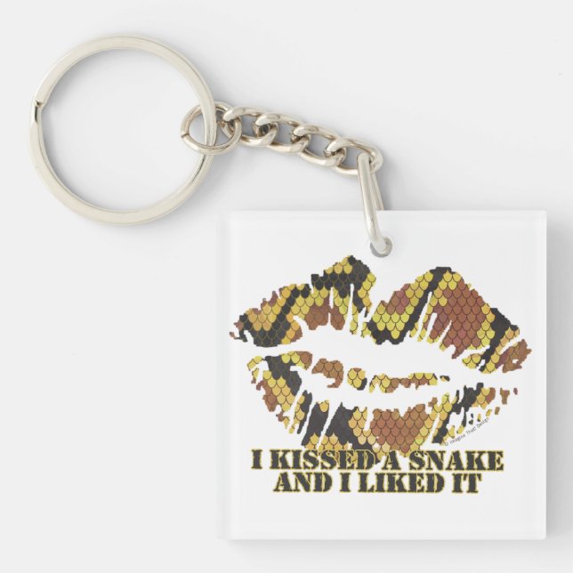 I Kissed a Snake Brown and Gold Print Keychain