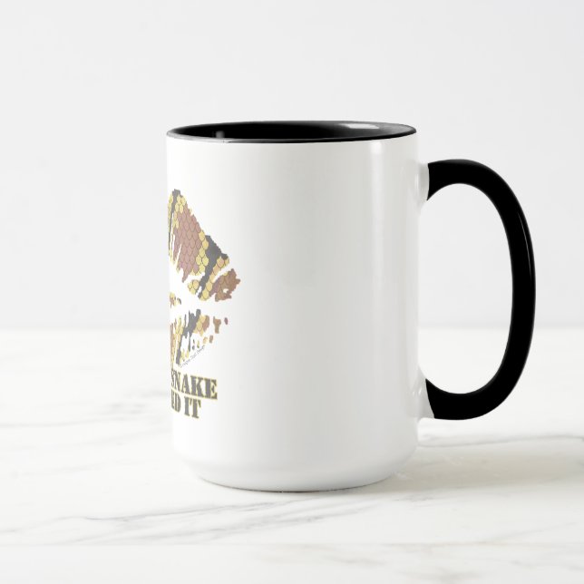 I Kissed a Snake Brown and Gold Print Mug (Right)