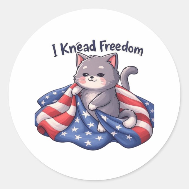 I Knead Freedom - Drôle Sticker Patriotique Chat (Devant)