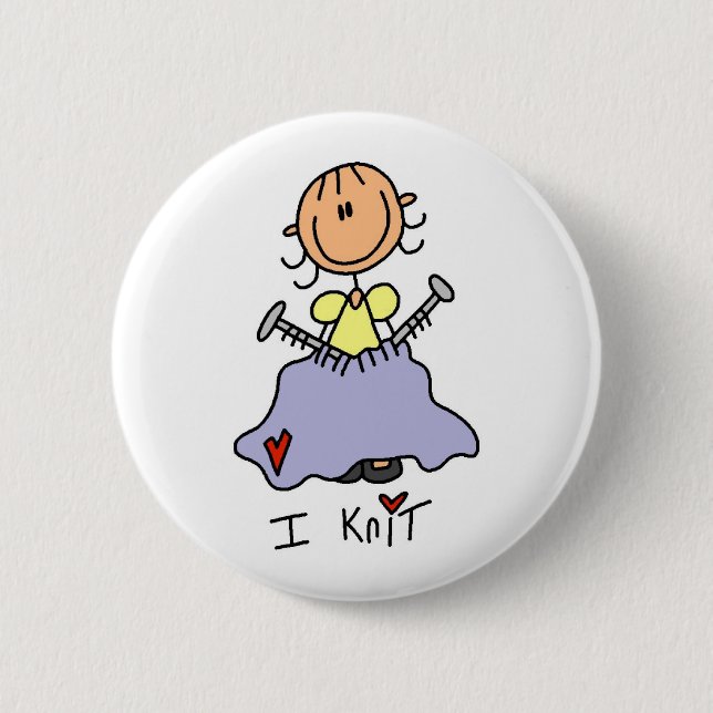 I Knit 2 Inch Round Button (Front)
