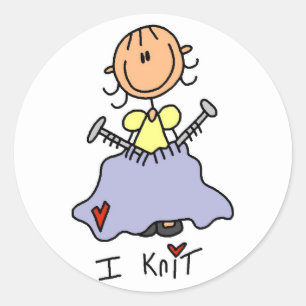 I Knit Stick Figure Tshirts and Gifts Classic Round Sticker