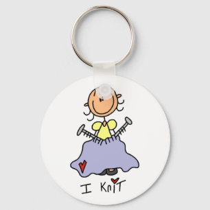 I Knit Stick Figure Tshirts and Gifts Keychain