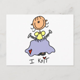 I Knit Stick Figure Tshirts and Gifts Postcard