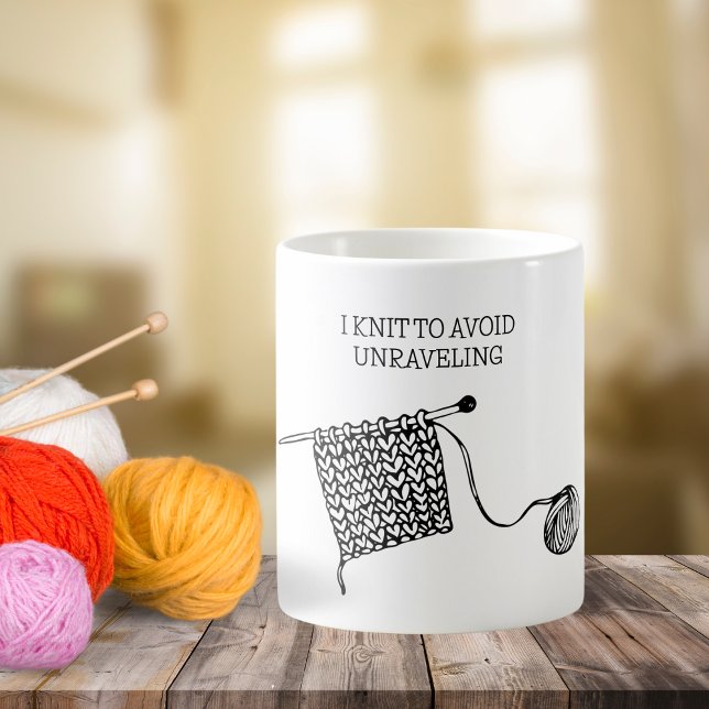 I Knit to Avoid Unraveling Humourous  Coffee Mug (Creator Uploaded)