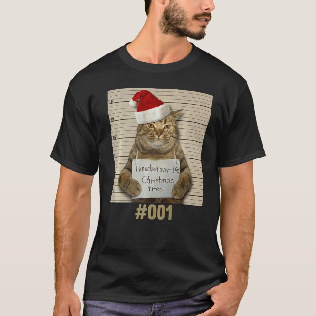 I Knocked Over The Christmas Tree Cat T-Shirt (Front)