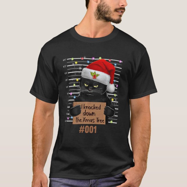 I Knocked Over The Christmas Tree Cat T-Shirt (Front)