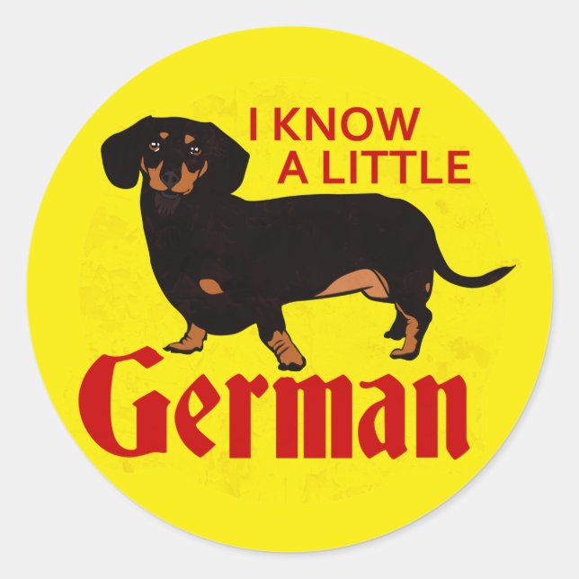 I Know A Little German Classic Round Sticker (Front)