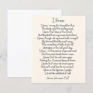 "I Know" Annie Johnson Flint Poetry Sheet