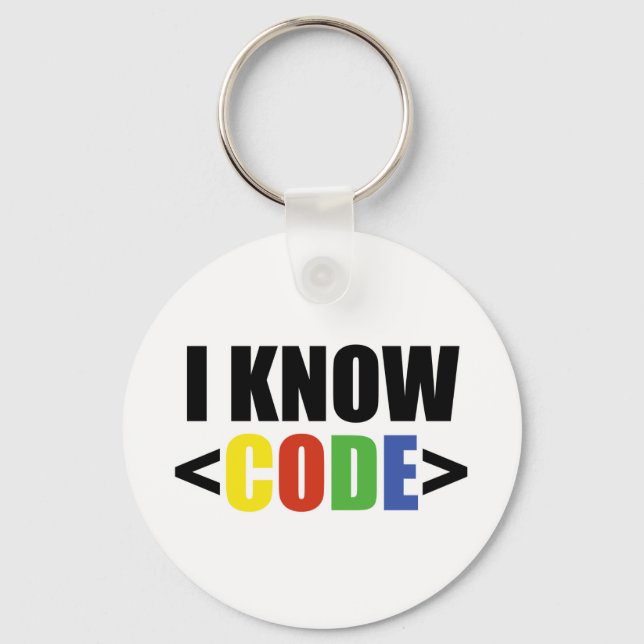 I Know CODE Funny Programmer Coder Developer Keychain (Front)