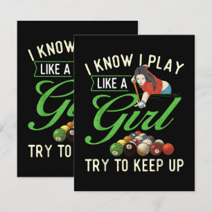 I Know I Play Like A Girl - Female Billiard Pool Card