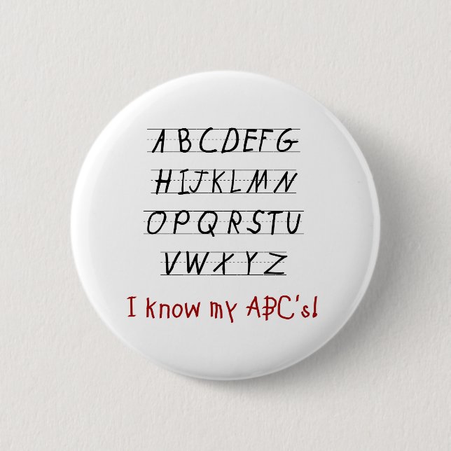 I Know My ABCs 2 Inch Round Button (Front)