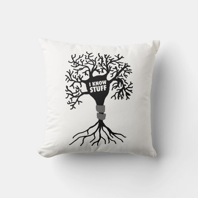 I Know Stuff Neuron Silhouette Throw Pillow (Front)