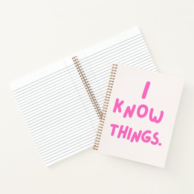 'I Know Things' Funny Coworker Birthday Gift Pink Notebook (Inside)