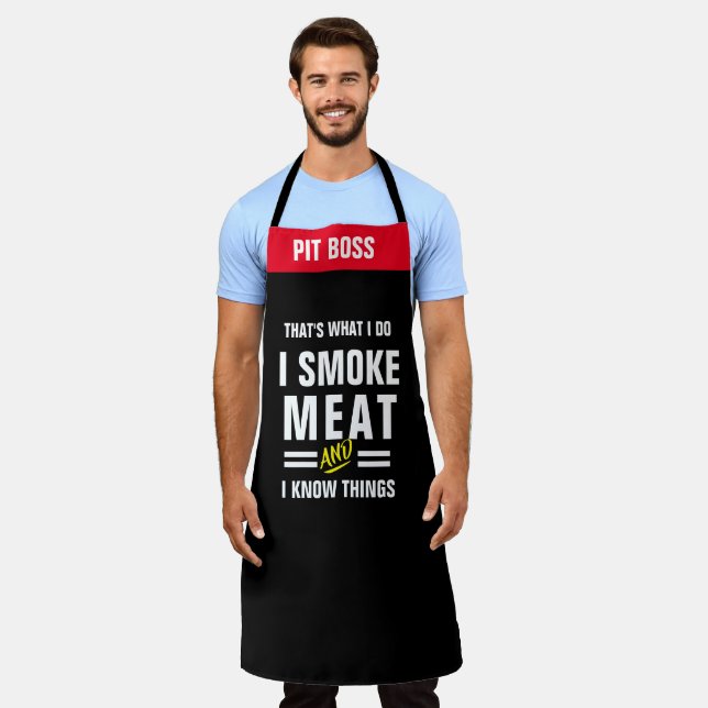 I Know Things Smoke Meat Apron - Funny Grill Gift (Worn)