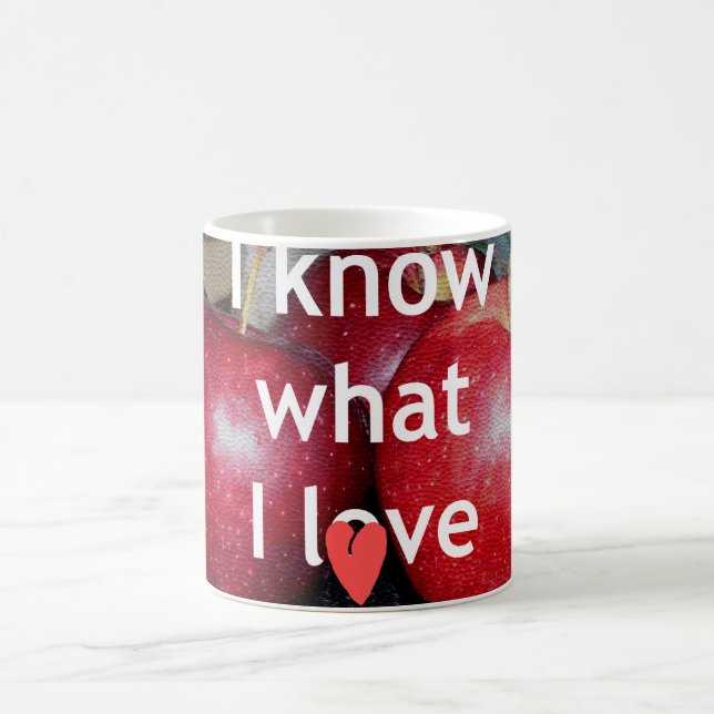 "I Know What I Love" – Apple-Themed Design Coffee Mug (Center)