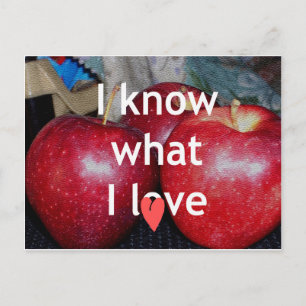 "I Know What I Love" – Apple-Themed Design Postcard
