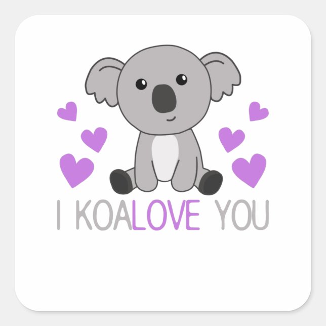 I Koalove You Cute Koala With Hearts Cute Animals Square Sticker (Front)