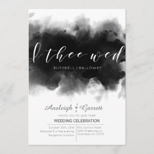 I La Faire-part de mariage d'aquarelle foncée de m