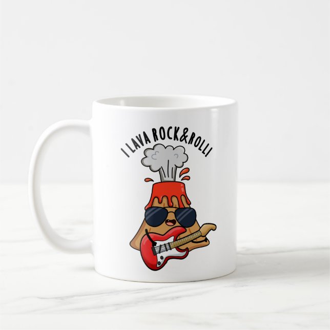 I Lava Rock And Roll Funny Volcano Pun  Coffee Mug (Left)