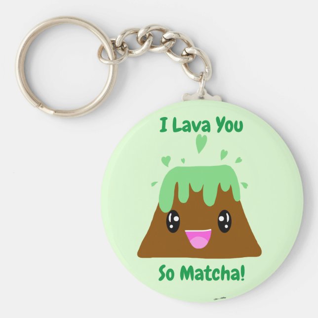 I Lava You So Matcha Kawaii Green Tea Lava Cake Keychain (Front)