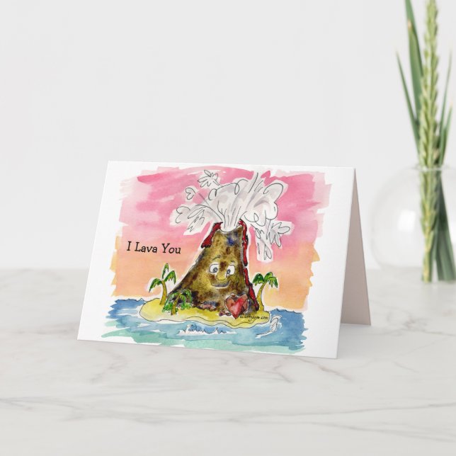 I lave vous carte de Valentine de volcan (Devant)