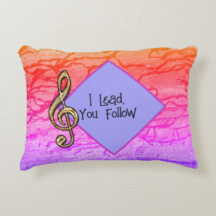 I lead You Follow Gradient Pastel Music Teacher Accent Pillow