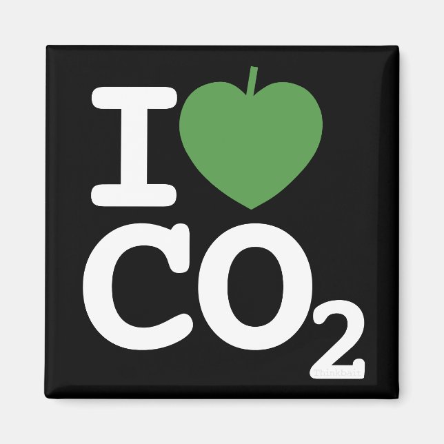 I Leaf CO2 - I love Carbon Dioxide black fridge Magnet (Front)