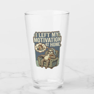 I Left My Motivation At Home Funny Sloth Quote Glass