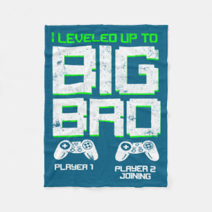 I Leveled Up To Big Bro Kids Gamer New Brother  Fleece Blanket