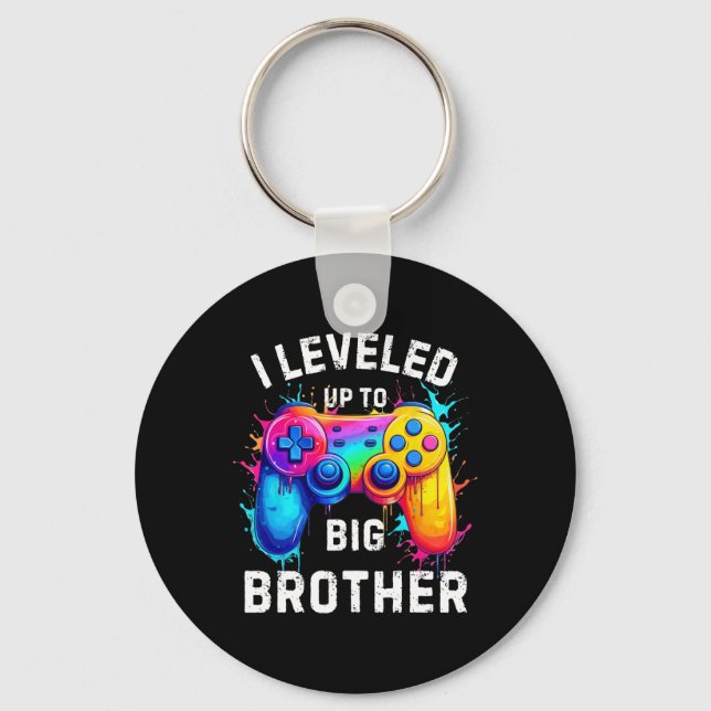 I Leveled Up To Big Brother Funny Gamer Splash Art Keychain (Front)