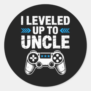 I Leveled Up To Uncle Gamer Gaming Pregnancy Annou Classic Round Sticker
