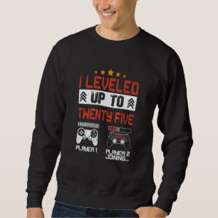 I Levelled Up To 25 Retro Birthday Gamer Boy Mens Sweatshirt