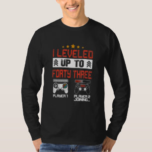 I Levelled Up To 43 Retro Birthday Gamer Boy Mens T-Shirt