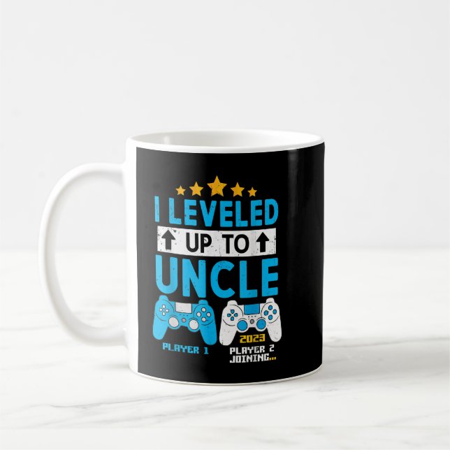 I Levelled Up To Uncle 2023 Gamer Funny Soon To Be Coffee Mug (Left)
