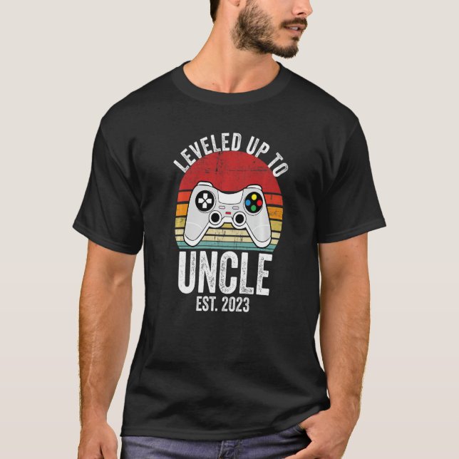 I Levelled Up To Uncle 2023 Level Unlocked New Unc T-Shirt (Front)