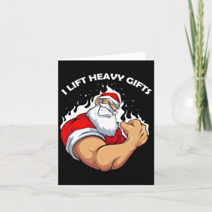 I Lift Heavy S Christmas Cool Santa Bodybuilding W Card