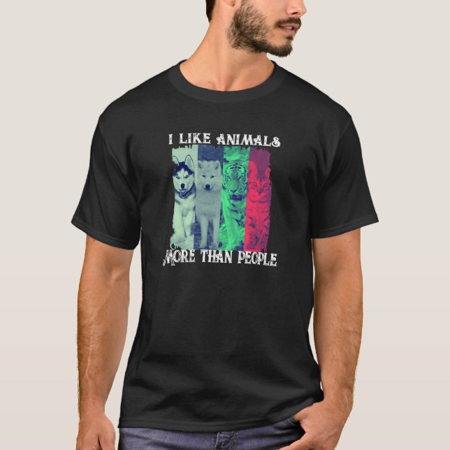 I Like Animals More Than People Grunge Style T-Shirt (Front)