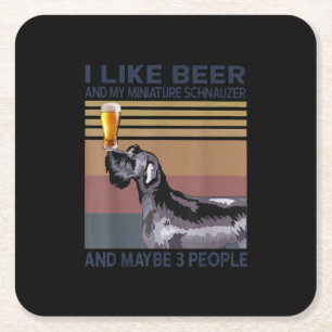 i like beer and my miniature schnauzer square paper coaster