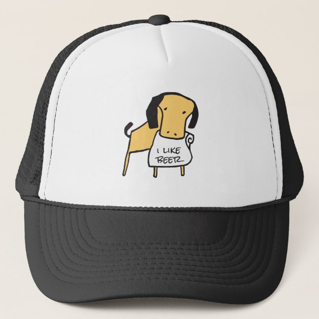 I like beer, funny design trucker hat (Front)