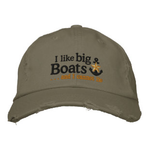 I like big boats Nautical Star Anchor Embroidered Hat