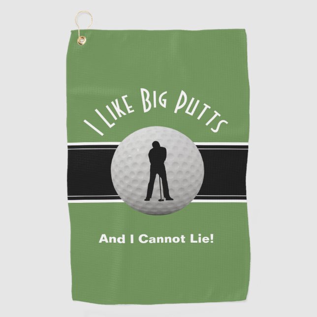 I Like Big Putts Black Green Funny  Golf Towel (Front)