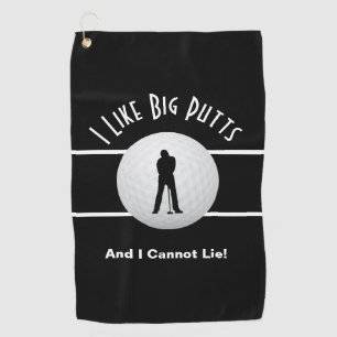 I Like Big Putts Golf Funny Sports Humour Black Towel
