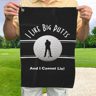 I Like Big Putts Golf Humour Fun Black White Towel
