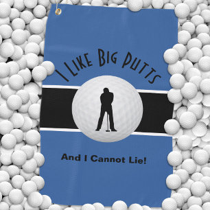 I Like Big Putts Golf Humour Fun Blue Black Golf Towel