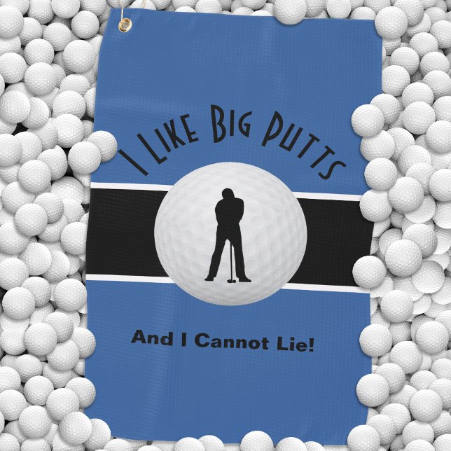 I Like Big Putts Golf Humour Fun Blue Black Towel (I Like Big Putts Golf Humor Fun Blue Black Golf Towel)